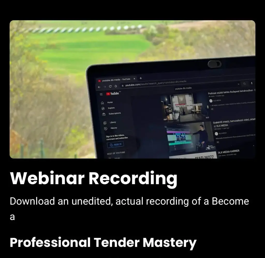 Webinar Recording Tender Training